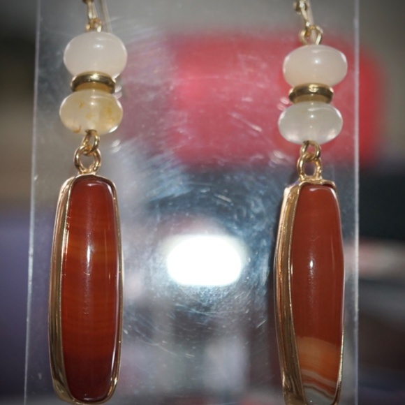 NEW Red Calcite and Quartz Earrings - Picture 4 of 7